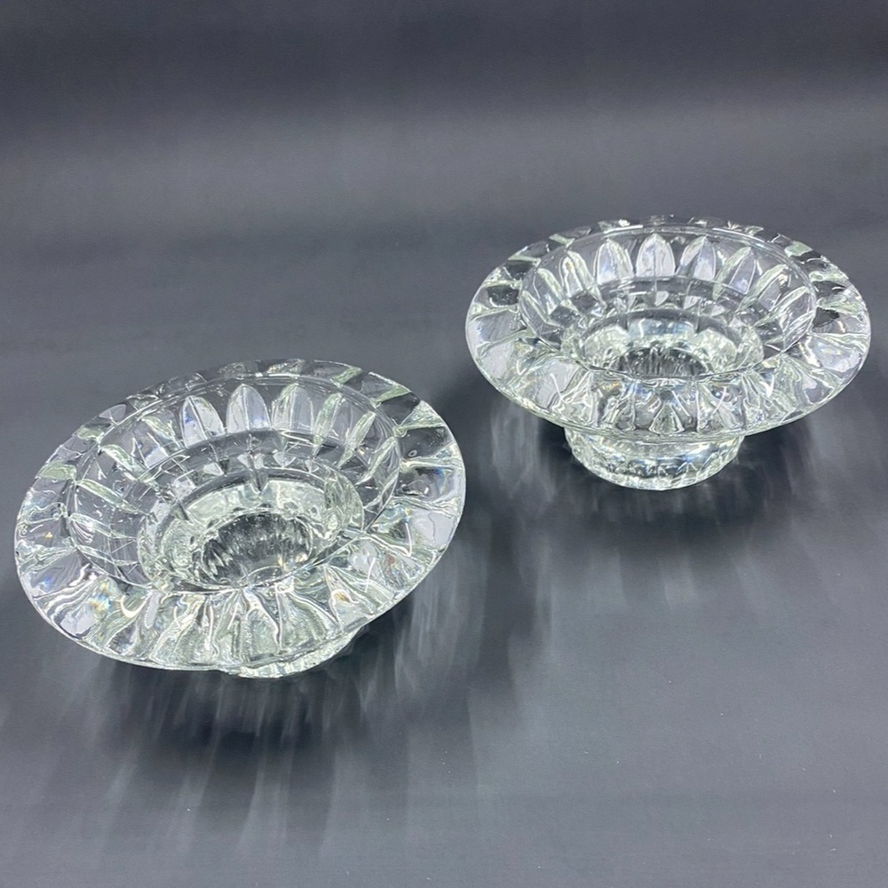 VINTAGE~2 CRYSTAL~CANDLESTICK HOLDERS~LOTS OF SPARKLE~HOLDS 3 SIZES CANDLES~G21